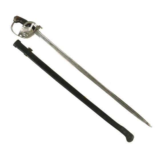 Original Pre-WWI Era Chilean Fiscal Police (Policia de Fiscal) German Made Sword With Correct Leather Scabbard - Modeled After Prussian 1889 Hussars Saber Original Items