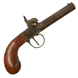 Original Victorian Era Belgian Side Hammer Rifled Percussion Vest Pistol with Bag Grip & Liège Proofs - Circa 1850