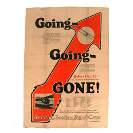 Original U.S. WWI Rare Aviation Section, Signal Corps Early “Air Force” Recruitment Poster - 42” x 31”