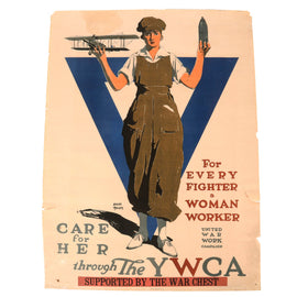Original U.S. WWI 1918 “For Every Fighter a Woman Worker Care For Her Through the YWCA” Young Christian Women's Association Poster by Adolph Treidler - 30” x 40”