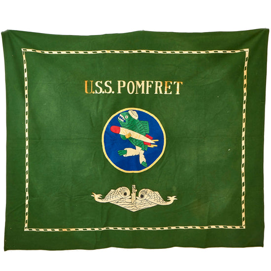 Original U.S. WWII USS Pomfret (SS-391) Balao-class Submarine Wool Embroidered “Battle Flag” - 64 ½” x 53 ½” Original Items