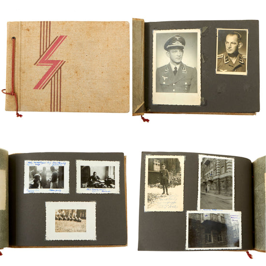 Original German WWII Luftwaffe Administrative Official & NCO Personal Photo Album with Siegrune Marked Cloth Cover - 108 Pictures Original Items