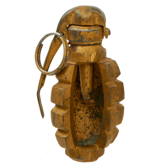 Original French WWI Cutaway F1 Hand Grenade with Billant Modèle 1916 B Fuse - Inert Original Items
