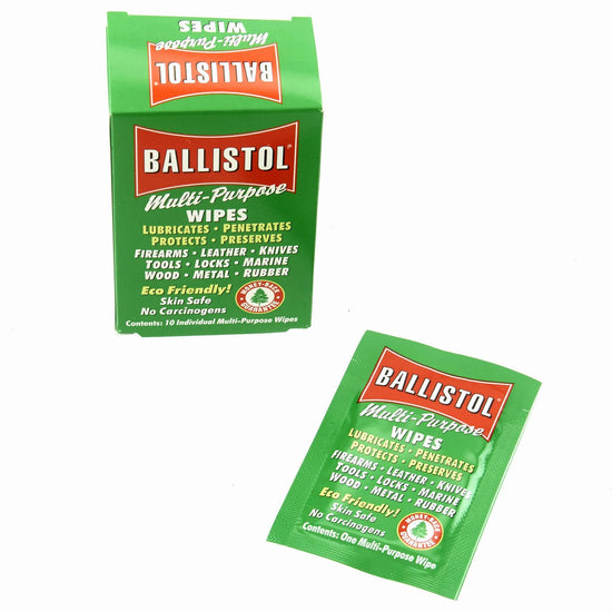 Ballistol Multi-Purpose Cleaning and Lubricating Gun Wipes Pack of 10 - Antique Gun Oil International Military Apparatus